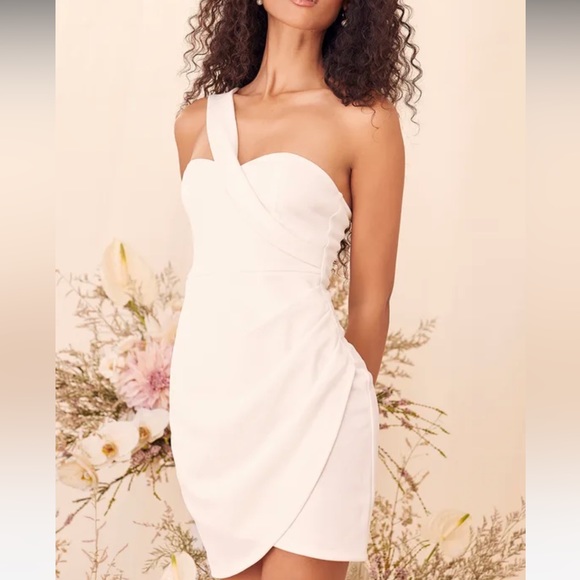 Lulu’s White One Shoulder Dress 🤍 - Picture 7 of 12